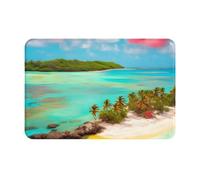 Zaixiansj 24in Caribbean Scenery Print Area Rug Doormat Non Slip Bath Rug, Soft Absorbent Floor Door Mat