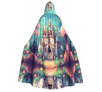 Zaixiansj Adult Hooded Cloak for Halloween Party Cosplay, Classical castle Print Hooded Robe Costume Cape Accessory