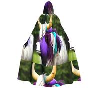 Zaixiansj Adult Hooded Cloak for Halloween Party Cosplay, Colorful cow's head Print Hooded Robe Costume Cape Accessory