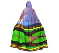 Zaixiansj Adult Hooded Cloak for Halloween Party Cosplay, Evening Rainbow Print Hooded Robe Costume Cape Accessory