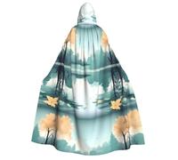 Zaixiansj Adult Hooded Cloak for Halloween Party Cosplay, Fallen leaves on lake Print Hooded Robe Costume Cape Accessory