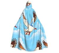 Zaixiansj Adult Hooded Cloak for Halloween Party Cosplay, Flying Seagulls Print Hooded Robe Costume Cape Accessory