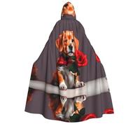 Zaixiansj Adult Hooded Cloak for Halloween Party Cosplay, Gentleman-like dog Print Hooded Robe Costume Cape Accessory