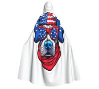 Zaixiansj Adult Hooded Cloak for Halloween Party Cosplay, Patriotic Dog sticker Print Hooded Robe Costume Cape Accessory