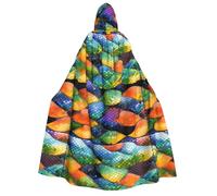 Zaixiansj Adult Hooded Cloak for Halloween Party Cosplay, Rainbow Fish Scale Print Hooded Robe Costume Cape Accessory
