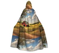 Zaixiansj Adult Hooded Cloak for Halloween Party Cosplay, Ranch View Print Hooded Robe Costume Cape Accessory