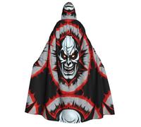 Zaixiansj Adult Hooded Cloak for Halloween Party Cosplay, Red and Black Evil Ghost Print Hooded Robe Costume Cape Accessory