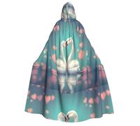 Zaixiansj Adult Hooded Cloak for Halloween Party Cosplay, The swan in love Print Hooded Robe Costume Cape Accessory