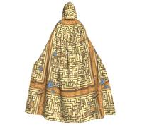 Zaixiansj Adult Hooded Cloak for Halloween Party Cosplay, Treasure Maze Print Hooded Robe Costume Cape Accessory