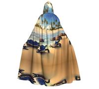 Zaixiansj Adult Hooded Cloak for Halloween Party Cosplay, turtles on the beach Print Hooded Robe Costume Cape Accessory