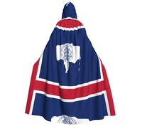 Zaixiansj Adult Hooded Cloak for Halloween Party Cosplay, Wyoming State Flag Print Hooded Robe Costume Cape Accessory