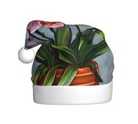 Zaixiansj Blooming Orchids Print Adult Christmas Hat Santa Hat, Costume Headwear Christmas Party & Costume Accessory