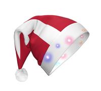 Zaixiansj Danish flag Print Light Up Christmas Hat, Plush LED Santa Hat for Adults, Glowing Holiday Party Cap