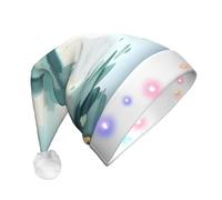 Zaixiansj Fallen leaves on lake Print Light Up Christmas Hat, Plush LED Santa Hat for Adults, Glowing Holiday Party Cap