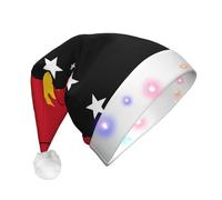 Zaixiansj Flag of Papua New Guinea Print Light Up Christmas Hat, Plush LED Santa Hat for Adults, Glowing Holiday Party Cap