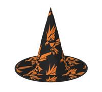 Zaixiansj Halloween Witch Hat,Amber Orange Eagle Print Costume Headwear,Adults Spooky Hat Festival Headwear