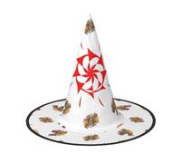 Zaixiansj Halloween Witch Hat,Eight-way rotation Print Costume Headwear,Adults Spooky Hat Festival Headwear