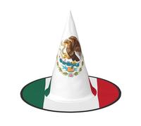 Zaixiansj Halloween Witch Hat,Flag of Mexico Print Costume Headwear,Adults Spooky Hat Festival Headwear