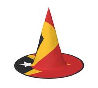 Zaixiansj Halloween Witch Hat,Flag of Timor-Leste Print Costume Headwear,Adults Spooky Hat Festival Headwear
