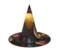 Zaixiansj Halloween Witch Hat,Fresh Grapefruit Lemon Print Costume Headwear,Adults Spooky Hat Festival Headwear