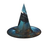 Zaixiansj Halloween Witch Hat,Huge killer whales Print Costume Headwear,Adults Spooky Hat Festival Headwear