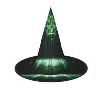Zaixiansj Halloween Witch Hat,Matrix Code Digital Art Print Costume Headwear,Adults Spooky Hat Festival Headwear