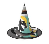 Zaixiansj Halloween Witch Hat,Mug coffee Print Costume Headwear,Adults Spooky Hat Festival Headwear