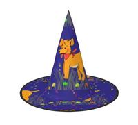 Zaixiansj Halloween Witch Hat,Naughty Cute Dog Print Costume Headwear,Adults Spooky Hat Festival Headwear