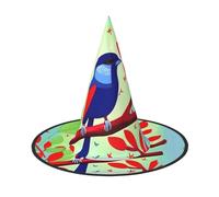 Zaixiansj Halloween Witch Hat,Red Leaf Bird Print Costume Headwear,Adults Spooky Hat Festival Headwear