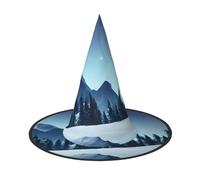 Zaixiansj Halloween Witch Hat,Snowy Forest Print Costume Headwear,Adults Spooky Hat Festival Headwear