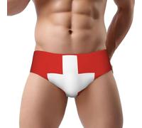 Zaixiansj Men's Briefs, Swiss Flag Print Underpants Soft Stretchy Thong Underwear for All Day Comfort - 3XL Black
