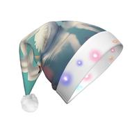 Zaixiansj The swan in love Print Light Up Christmas Hat, Plush LED Santa Hat for Adults, Glowing Holiday Party Cap