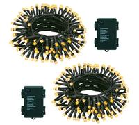 ZAIYW 2 Pack Battery Fairy Lights Christmas, 7M 70 LED String Lights with Auto Timer 8 Modes, Dark Green Wire Fairy String Lights for Christmas Wreath Tree Wedding Party Decor (Warm White)