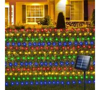 ZAIYW 3m x 2m Solar Net Lights Outdoor Garden, 200 LED Solar Powered Net Lights Green Cable, Auto On/Off Waterproof Mesh String Lights for Balcony Fence Garden Backyard(Multicolor)