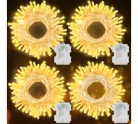 ZAIYW 4 Pack Fairy Lights Battery Operated, Clear Wire with 8 Modes Timer | 7M 70 LED Battery String Lights, Twinkle Lights for Indoor Outdoor Christmas Wedding Party Decoration (Warm White)