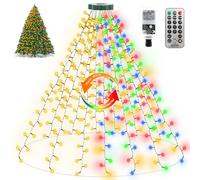 ZAIYW Christmas Tree Lights, 2.5M x 16 Lines 400 LEDs Colour Changing Christmas Lights with Ring Timer, Waterproof Waterfall Fairy Lights for Indoor Outdoor Xmas Trees (Warm White&Multicolor)