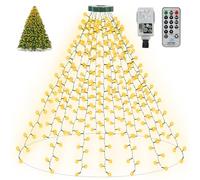 ZAIYW Christmas Tree Lights, 2.5m x 16 Lines 400 LEDs Xmas Tree Lights Mains Powered with Ring 8 Modes Timer, Waterproof Fairy String Lights for Indoor Outdoor Xmas Trees (Warm White)