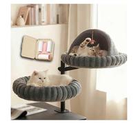 ZaiZaiSMao Dual Cat Desk Hammock, 360° Rotating, Height Adjustable Up to 44 lbs(20kg) Cat Hammock with 2 Washable Soft Covers for Office Desks and Game Tables, Island Table,Gray