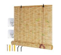 ZAJENKUB Outdoor Blackout Shade Bamboo Blinds for Patio Roll Up Sunshade Natural Reed Curtains Roman Made To Measure Blind Bamboo 40 80 90 100 120 150 160 170cm for Kitchen Windows Door Balcony