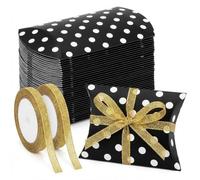 ZAJINJABD 50 Pcs Pillow Gift Boxes with Windows,Kraft Paper Mini Pillow Packaging Box, Creative Favor Box Folding Treat Boxes for Bakery Candy Chocolate Jewelry Display Wedding Party Favor (A-7)