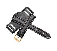 ZAJYZZF 18 20 22mm Black Brown Men's Leather Watch Strap Compatible With Fo-ssil JR1401 O-mega Wristband With Tray Watchband Bracelet(Black white gold,18mm)