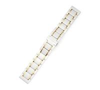 ZAJYZZF Five Beads Ceramic Strap Stainless Steel Watch Band 20mm 22mm Compatible With S3 46/ GT UTHAI C09(White ceramic gold,22mm)