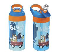 Zak Designs 17.5 oz Riverside Bluey Kids Water Bottle with Straw and Built in Carrying Loop Made of Durable Plastic, Leak-Proof Design for Travel, 2PK Set