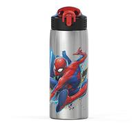 Zak Designs 27oz Marvel 18/8 Stainless Steel Water Bottle with Flip-up Straw Spout and Locking Spout Cover, Durable Cup for Sports or Travel (27oz, Spider-Man)
