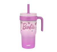Zak Designs Barbie Cruiser Tumbler with Handle, Leak-Proof Straw, Stainless Steel, Vacuum Insulated, 18 oz., Medium