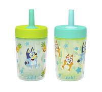 Zak Designs Bluey Capri Toddler Tumblers for Travel or at Home, 9oz 2-Pack Double Wall Plastic Sippy Cups with Leak-Proof Design is Perfect for Kids (Bluey, Bingo)
