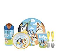 Zak Designs Bluey Kids Dinnerware Set Includes Plate, Bowl, Tumbler, Water Bottle, and Utensil Tableware, Made of Durable Material and Perfect for Kids (6 Piece Gift Set, Non-BPA)