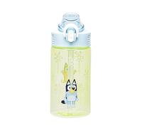 Zak Designs Bluey Sage Kids Water Bottle For School or Travel, 16oz Durable Plastic Water Bottle With Straw, Handle, and Leak-Proof, Pop-Up Spout Cover (Bluey & Bingo)