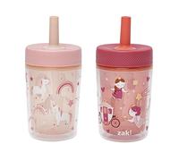 Zak Designs Capri Toddler Tumblers for Travel or at Home, 9oz 2-Pack Double Wall Plastic Sippy Cups with Leak-Proof Design is Perfect for Kids (Fairy Tales, Rainbow Magic)