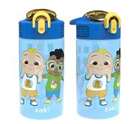 Zak Designs CoComelon Kids Water Bottle with Spout Cover and Built-In Carrying Loop, Made of Durable Plastic, Leak-Proof Water Bottle Design for Travel (16 oz, Pack of 2)